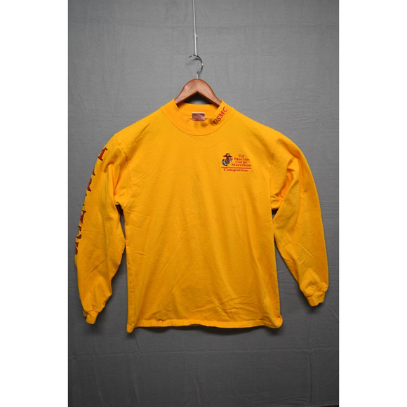 2006 Marine Corps Marathon Long Sleeve Shirt L USMC Competitor Yellow Vintage - Picture 1 of 10
